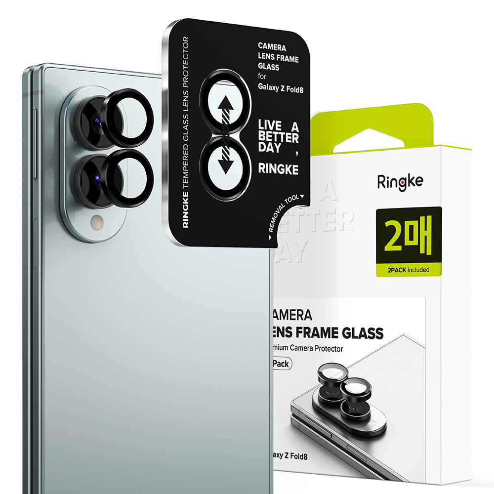 Ringke achtercamera beschermfolie voor Samsung Galaxy Z Fold8 F971, gehard glas, set van 2 stuks, zwart
