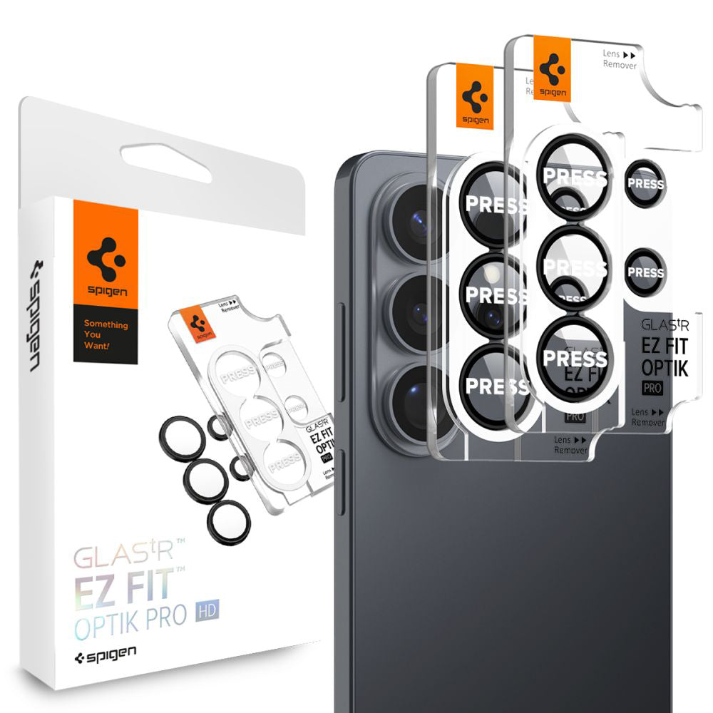 Film de protection pour caméra arrière Spigen GlastR EZ FIT Optik Pro HD pour Samsung Galaxy S26 Ultra S948, Verre Trempé, Lot de 2 pièces, Noir