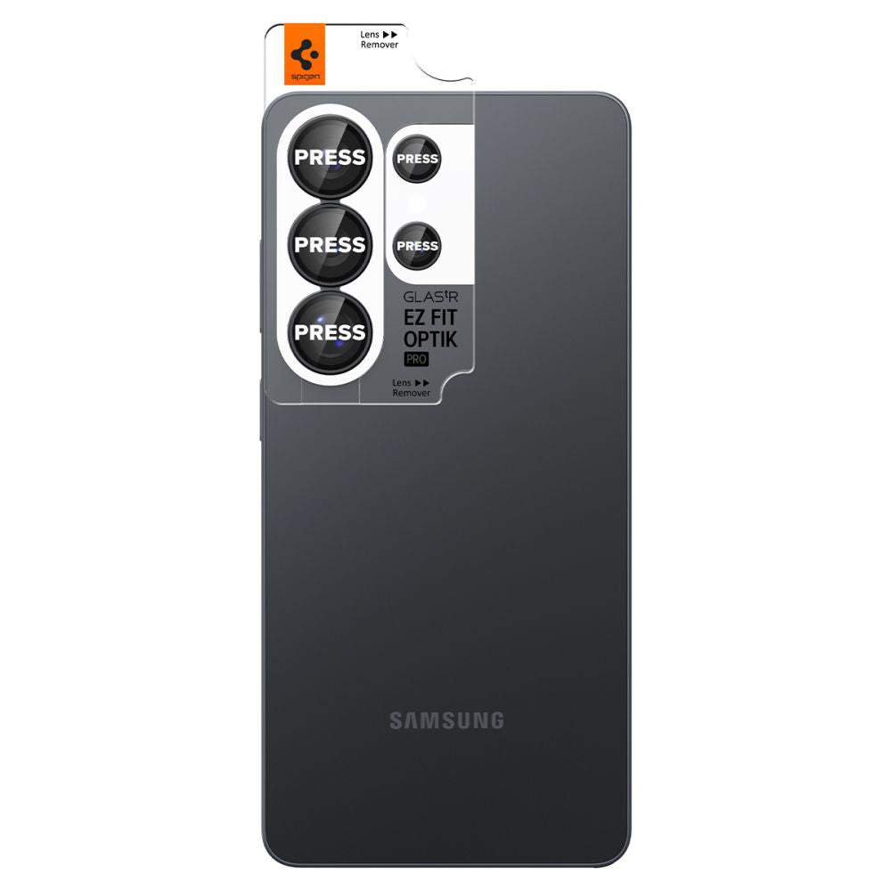 Film de protection pour caméra arrière Spigen GlastR EZ FIT Optik Pro HD pour Samsung Galaxy S26 Ultra S948, Verre Trempé, Lot de 2 pièces, Noir