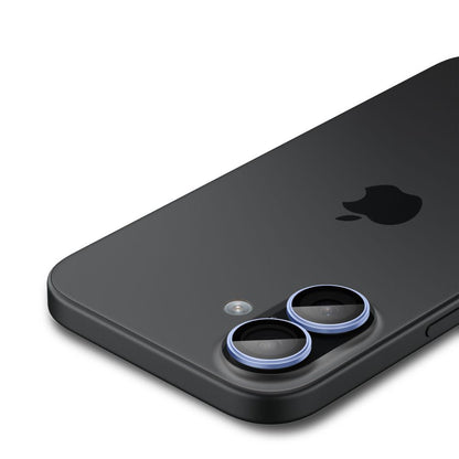 Schutzfolie für die Rückkamera Spigen GlastR EZ FIT Optik Pro für Apple iPhone 17 / 16 Plus / 16, gehärtetes Glas, 2er-Set, Blau