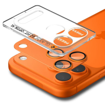Beschermfolie Achtercamera Spigen GlastR EZ FIT Optik Pro XL voor Apple iPhone 17 Pro, Gehard Glas, Set van 2 stuks, Oranje