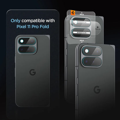 Beschermfolie Achtercamera Spigen GlastR EZ FIT Optik Pro voor Google Pixel 11 Pro Fold, Gehard Glas, Set van 2 stuks, Transparant AGL11491