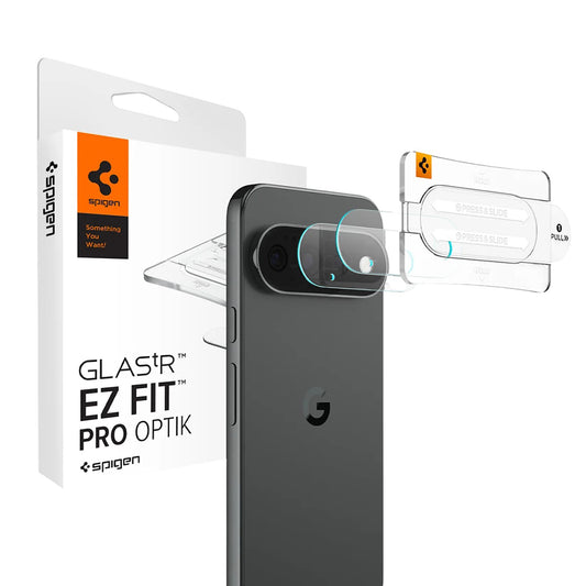 Film de protection pour caméra arrière Spigen GlastR EZ FIT Optik Pro pour Google Pixel 11 Pro, Verre trempé, Lot de 2 pièces, Noir AGL11484
