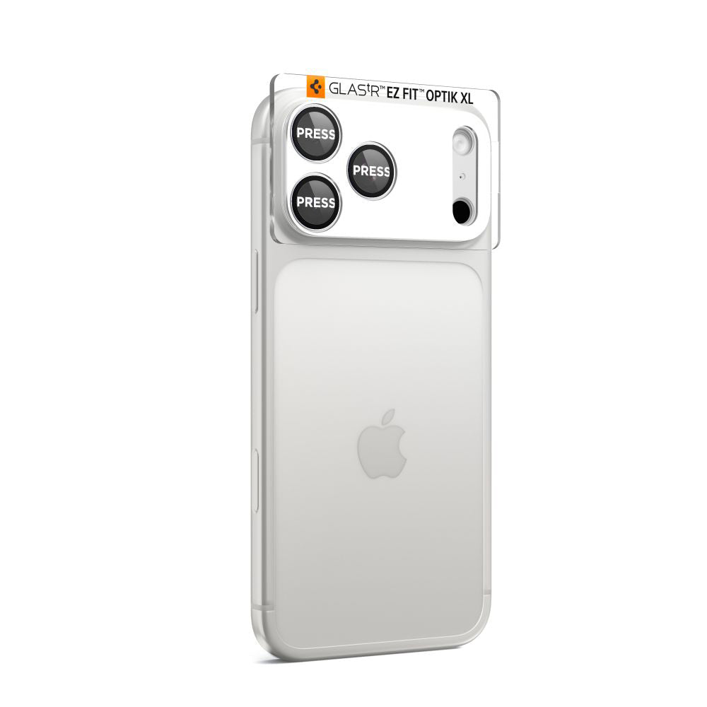 Schutzfolie für die Rückkamera Spigen GlastR EZ FIT Optik Pro XL für Apple iPhone 17 Pro Max, gehärtetes Glas, Silberfarben