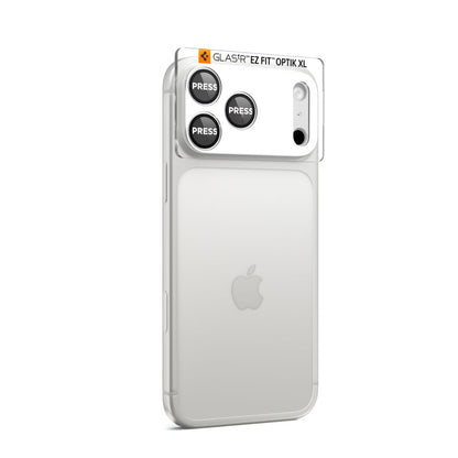 Schutzfolie für die Rückkamera Spigen GlastR EZ FIT Optik Pro XL für Apple iPhone 17 Pro Max, gehärtetes Glas, Silberfarben