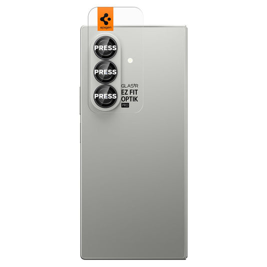 Beschermfolie Achtercamera Spigen GlastR EZ FIT Optik Pro HD voor Samsung Galaxy Z Fold7 F966, Gehard Glas, Set van 2 stuks, Zwart AGL09581