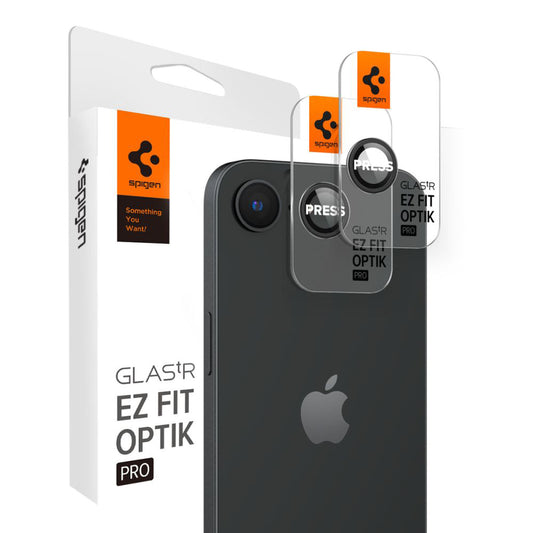 Schutzfolie für die Rückkamera Spigen GlastR EZ FIT Optik Pro für Apple iPhone 17e / 16e, Gehärtetes Glas, Set mit 2 Stück, Schwarz AGL09279