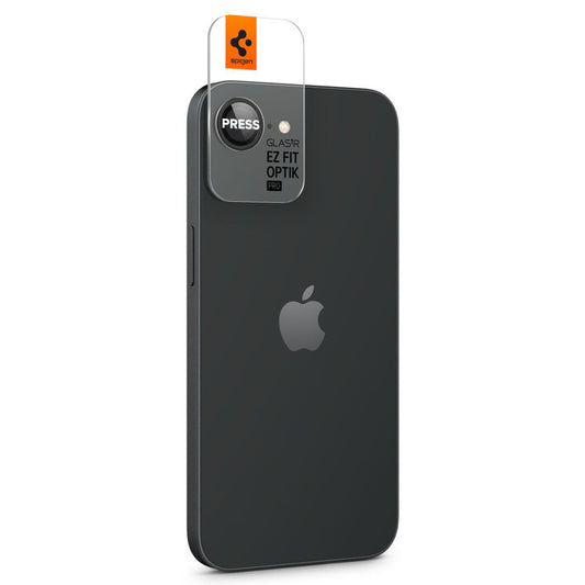 Schutzfolie für die Rückkamera Spigen GlastR EZ FIT Optik Pro für Apple iPhone 17e / 16e, Gehärtetes Glas, Set mit 2 Stück, Schwarz AGL09279