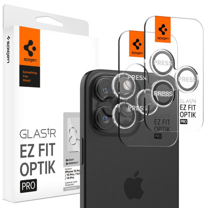 Beschermfolie Achtercamera Spigen GlastR EZ FIT Optik Pro voor Apple iPhone 17 Pro Max / 17 Pro, Gehard Glas, Set van 2 stuks, Transparant