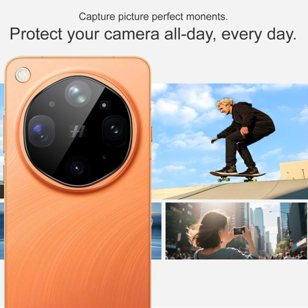 Film de protection pour caméra arrière Techsuit pour Oppo Find X9 Ultra, Verre trempé, Noir