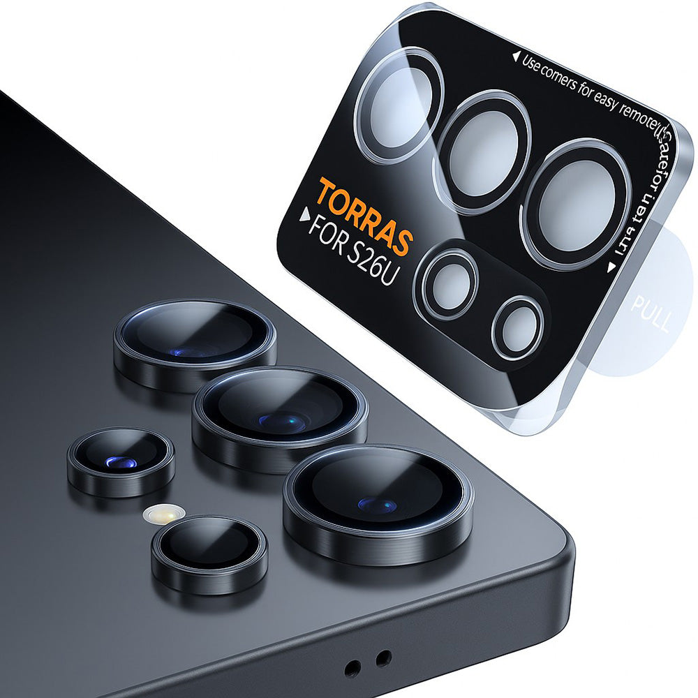 Film de protection Caméra Arrière Torras Lensguard pour Samsung Galaxy S26 Ultra, Verre Trempé, Noir