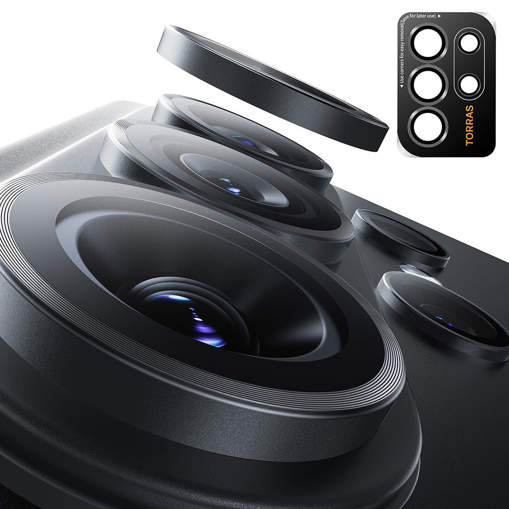 Film de protection Caméra Arrière Torras Lensguard pour Samsung Galaxy S26 Ultra, Verre Trempé, Noir