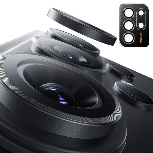 Beschermfolie Achtercamera Torras Lensguard voor Samsung Galaxy S26 Ultra, Gehard Glas, Zwart