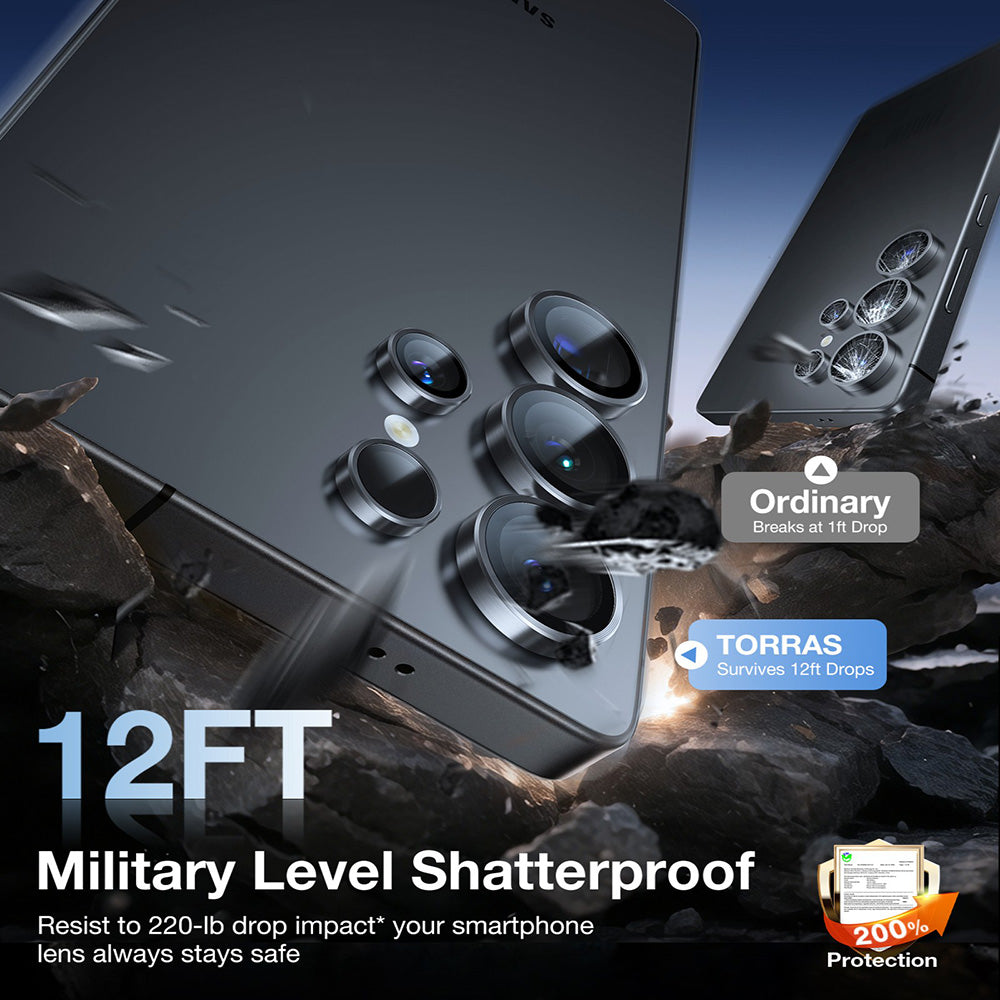 Film de protection Caméra Arrière Torras Lensguard pour Samsung Galaxy S26 Ultra, Verre Trempé, Noir