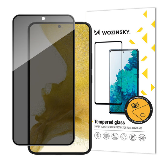 WZK AntiSpy Privacy Screen Protector voor Samsung Galaxy S22 5G S901, beschermend glas, volledig gelijmd 