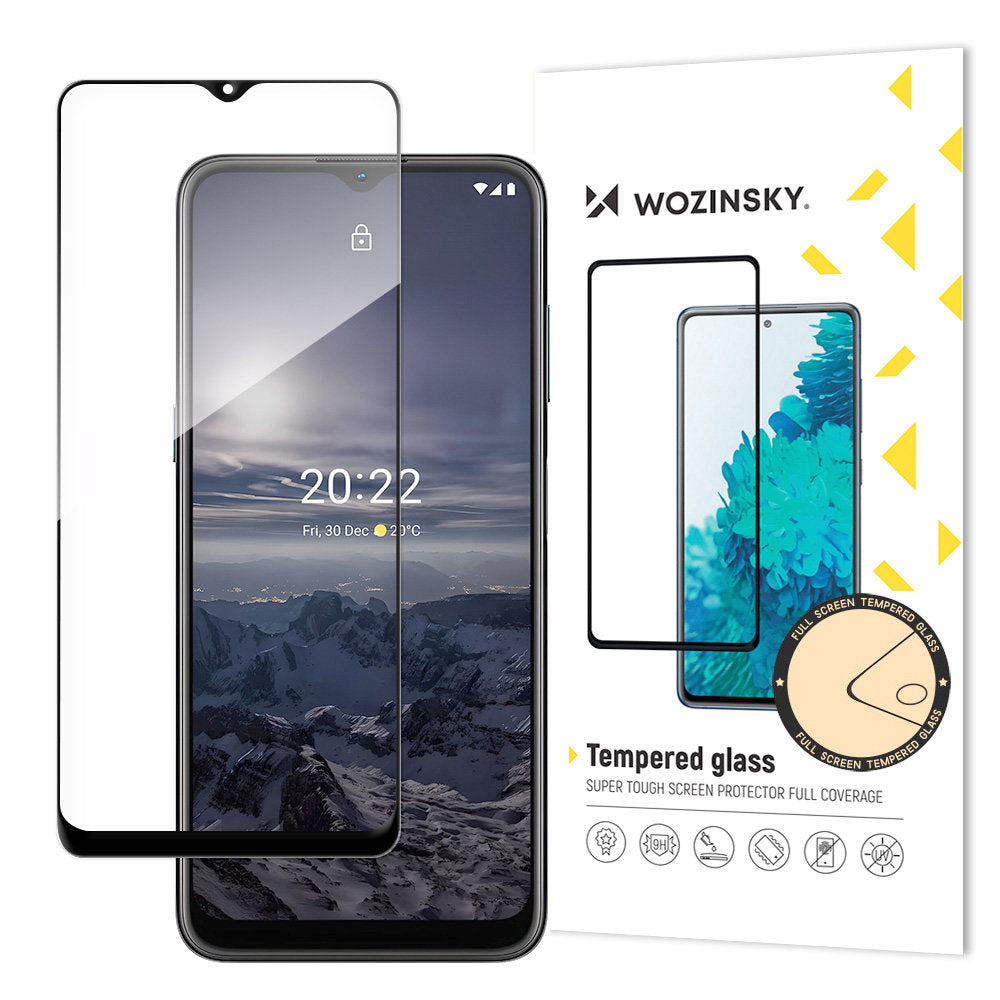 WZK Screen Protector voor Nokia G21 / G11, beschermend glas, volledig gelijmd, zwart 