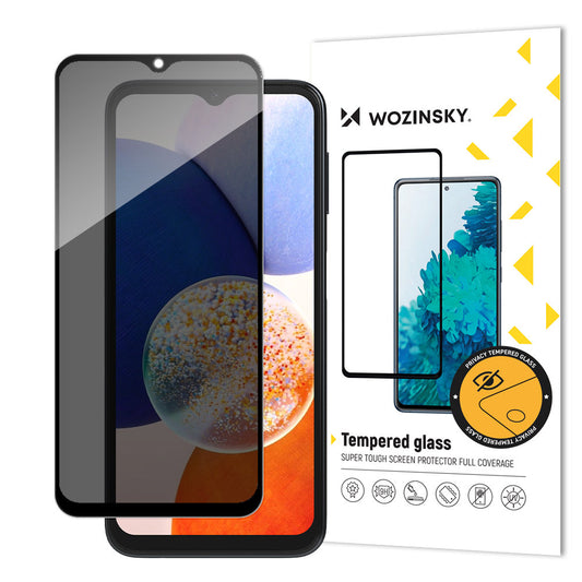 WZK AntiSpy Privacy Screen Protector voor Samsung Galaxy A14 A145 / A14 5G A146, Beschermend Glas, Volledig Gelijmd