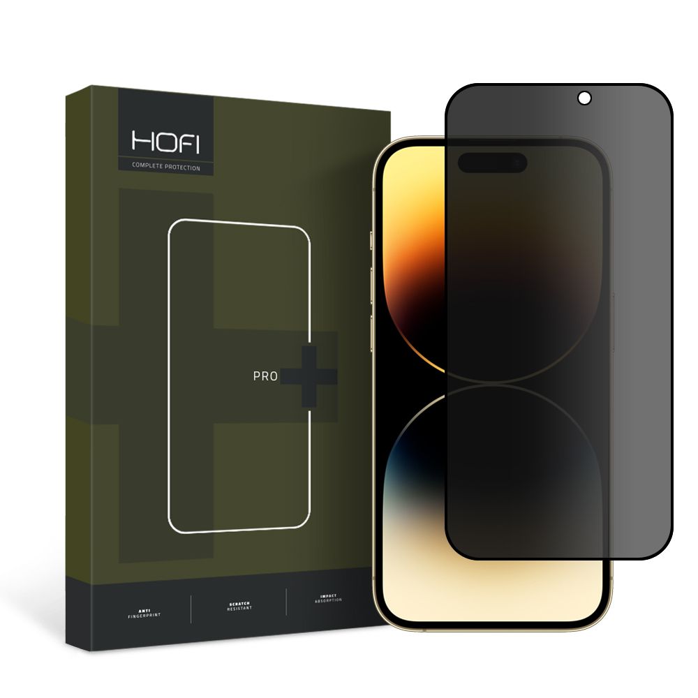 Privacy Screen Protector HOFI PRO+ voor Apple iPhone 15 Pro, beschermend glas, volledig gelijmd 