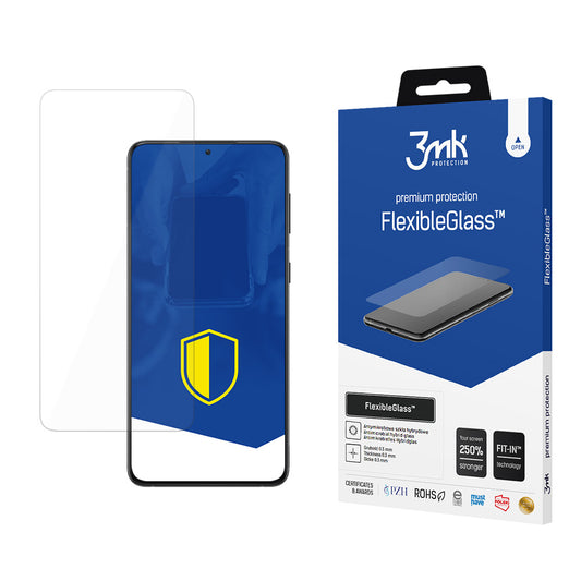 3MK FlexibelGlas Screen Protector voor Samsung Galaxy S21 5G G991, Flexibel Glas, Volledig Gelijmd