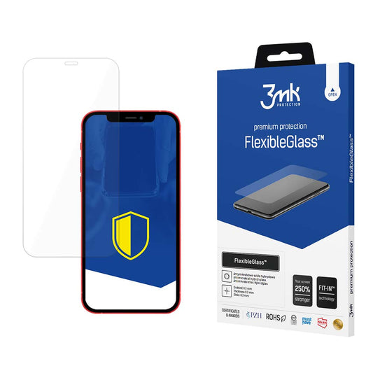 3MK FlexibleGlass schermbeschermfolie voor Apple iPhone 12 / 12 Pro, Flexibel Glas, Volledige Lijm