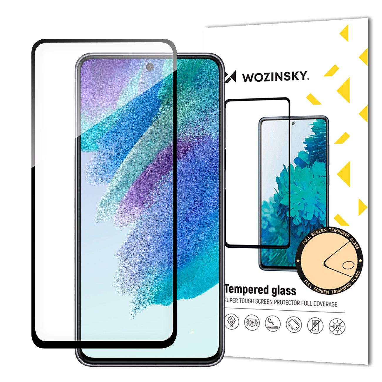 WZK Screen Protector voor Samsung Galaxy S23 FE S711, Afgeschermd glas, volledige lijm, zwart 