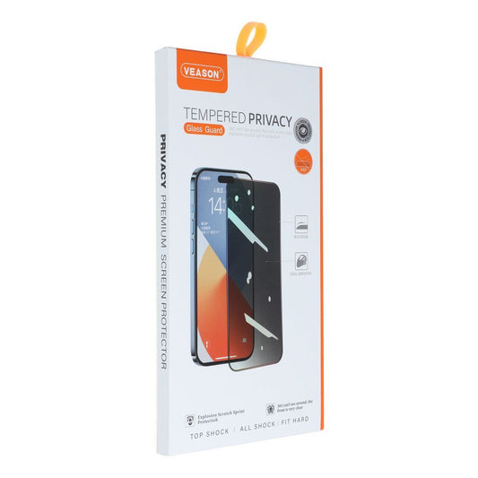 Privacy-Schutzfolie Veason für Apple iPhone 15 Pro Max, gehärtetes Glas, Full Glue, 6D