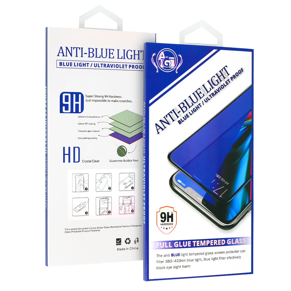 OEM Anti Blue Light Screen Protector for Apple iPhone 13 Pro / 13, Glass Protected, Full Glue, Black