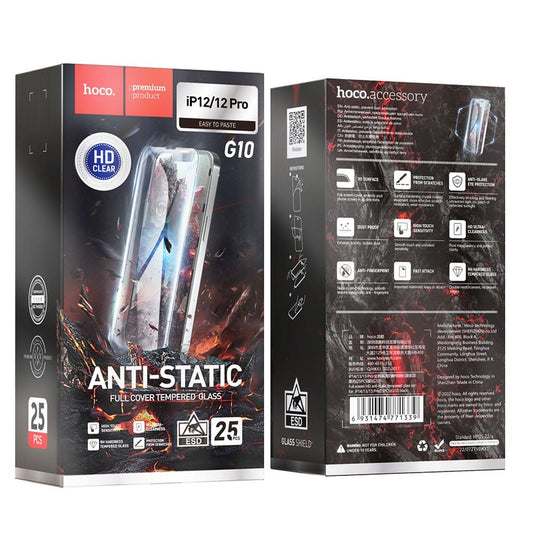 Schutzfolie HOCO für Apple iPhone 12 Pro Max, Gehärtetes Glas, Vollverklebung, Set 25 Stück, Schwarz