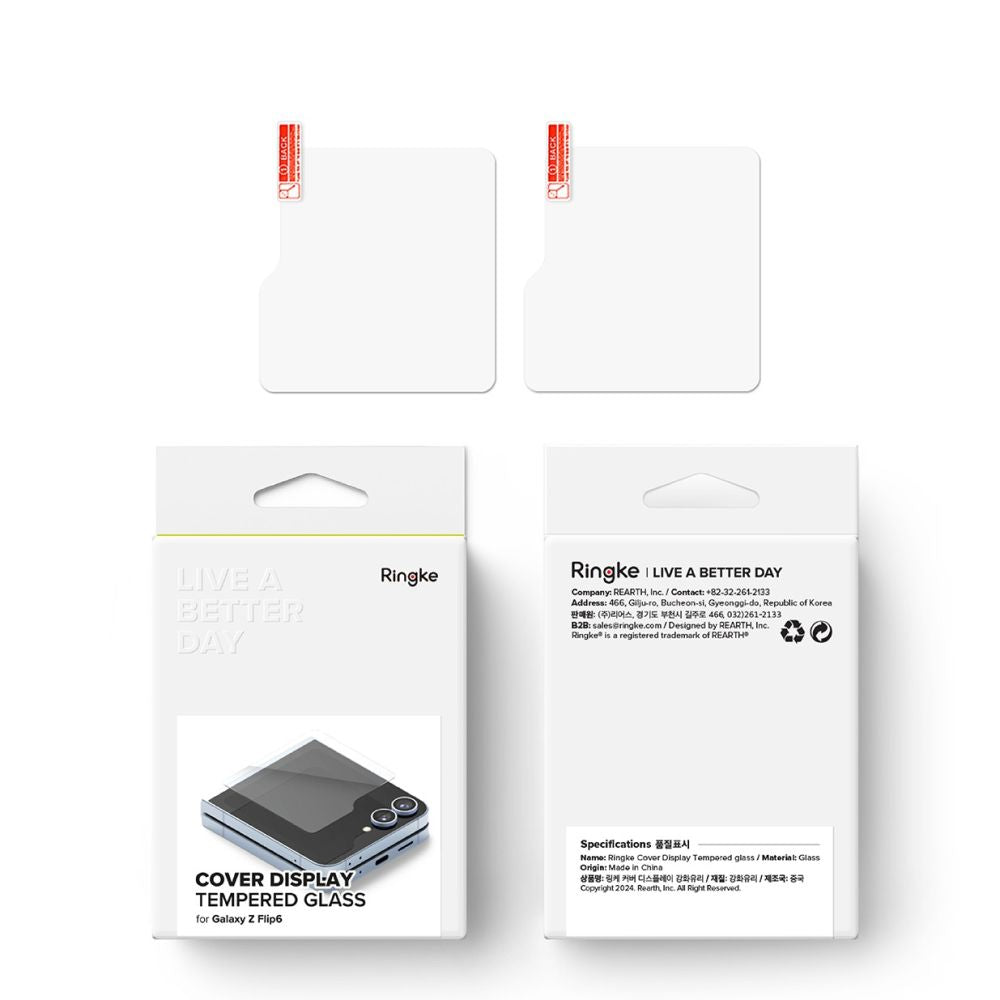 Film de protection Écran Extérieur Ringke Cover Display pour Samsung Galaxy Z Flip6 F741, Verre Trempé, Colle AB Ultra, Lot de 2 pièces