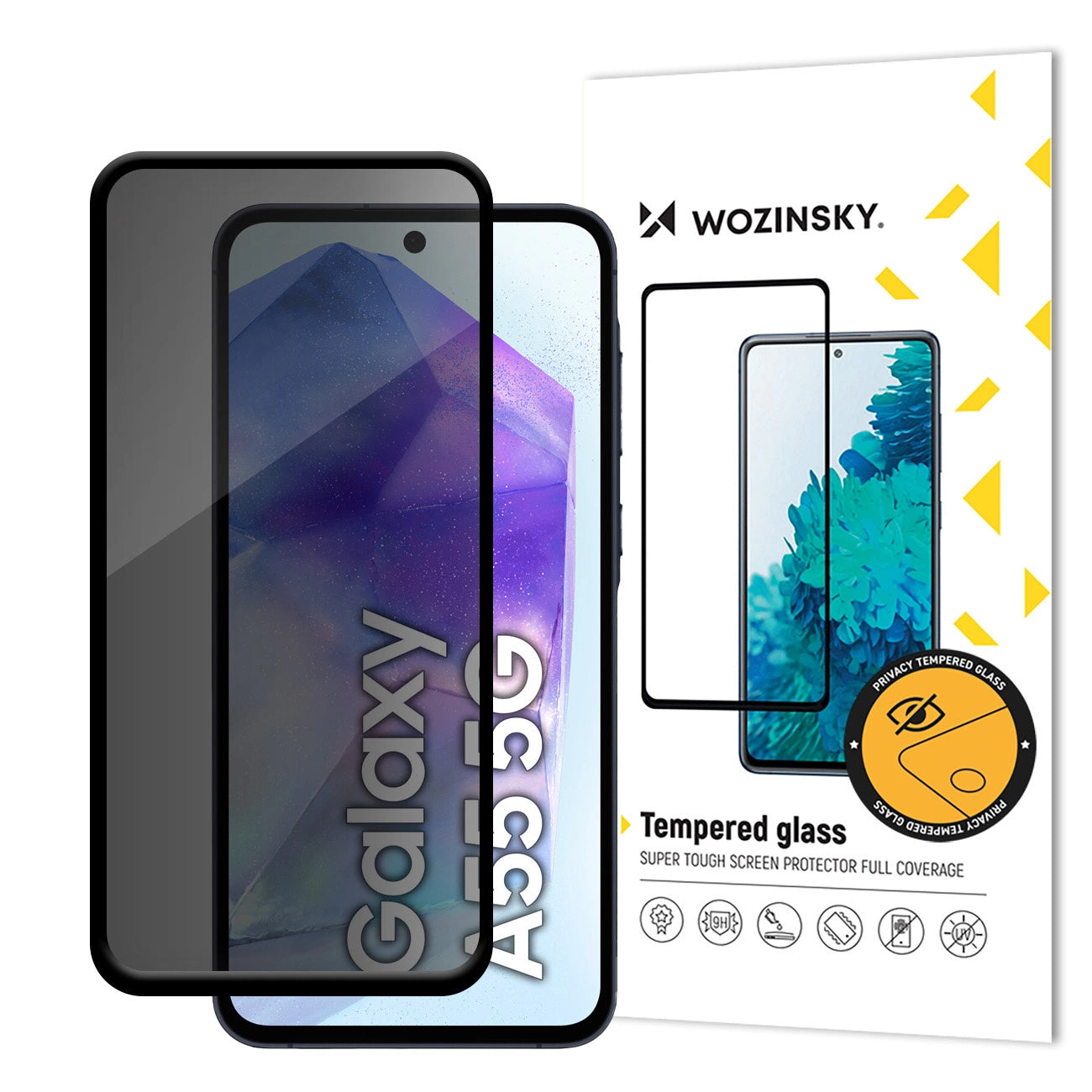 Privacy-Schutzfolie WZK AntiSpy für Samsung Galaxy A55 5G A556, gehärtetes Glas, Vollkleber