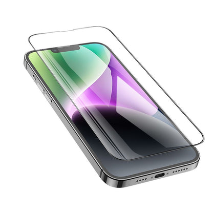 HOCO schermbeschermfolie voor Apple iPhone 17e / 16e / 14 / 13 Pro, Gehard Glas, Volledige Lijm, Set van 10 stuks, Zwart