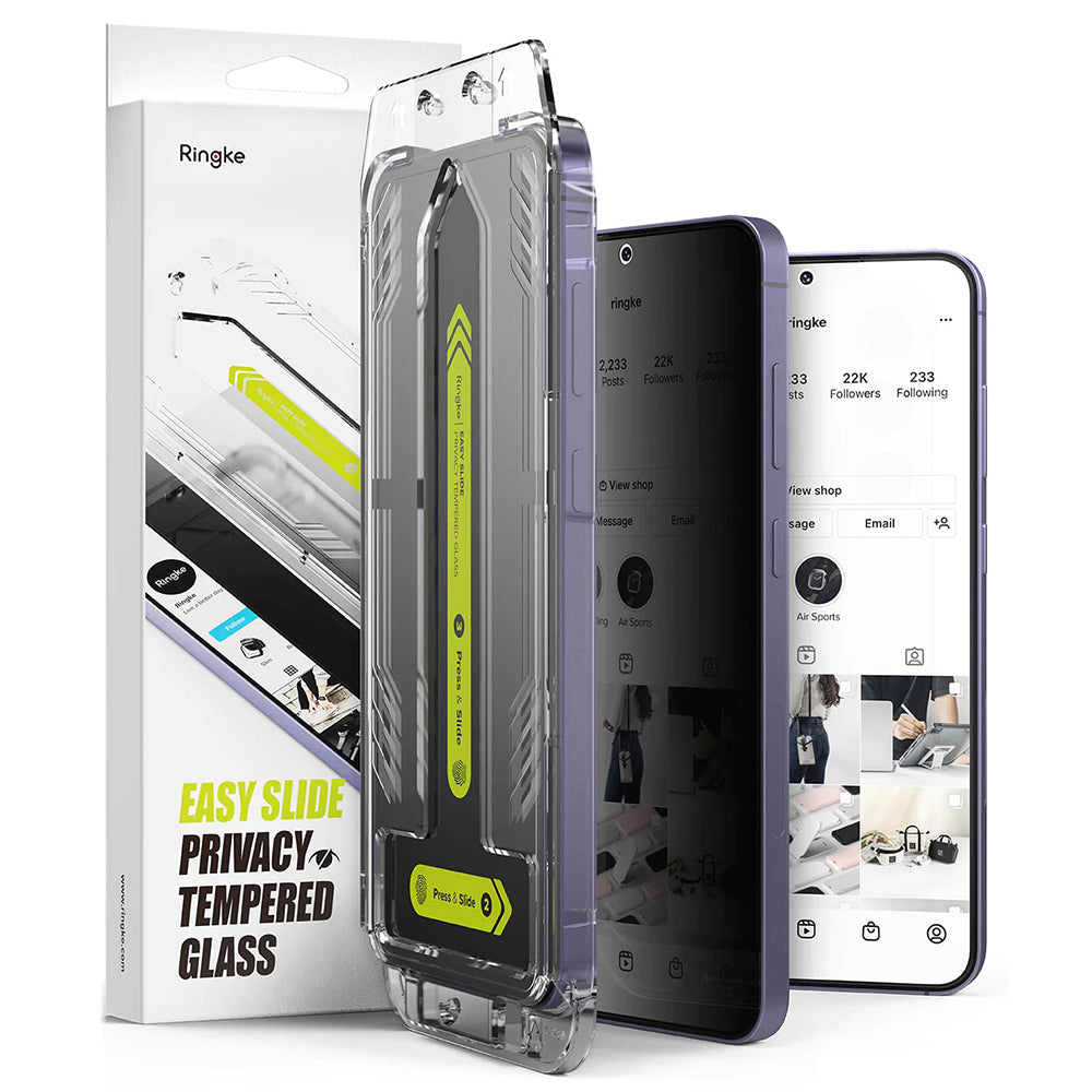 Schutzfolie Privacy Ringke Easy Slide für Samsung Galaxy S25+ S936 / S24+ S926, gehärtetes Glas, Vollkleber, Set mit 2 Stück