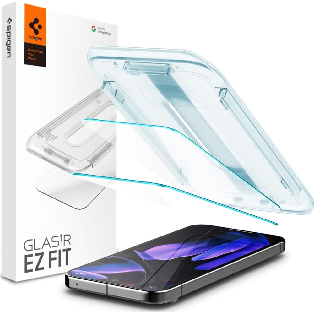 Schutzfolie Spigen GlastR EZ FIT für Google Pixel 9 Pro XL, gehärtetes Glas, Full Glue, Set mit 2 Stück