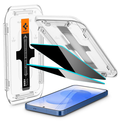 Film de protection d'écran Privacy Spigen GlastR EZ FIT HD pour Samsung Galaxy S25 S931 / S24 S921, Verre trempé, Collage complet, Lot de 2 pièces