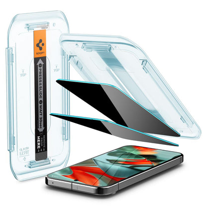 Privacy Screen Protector Spigen GlastR EZ FIT voor Google Pixel 9 Pro XL, Gehard Glas, Volledige Lijm, Set van 2 stuks AGL09313