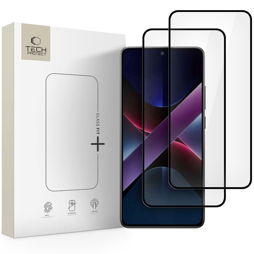 Film de protection d'écran Tech-Protect FIT+ pour Xiaomi Poco X7 Pro, Verre Trempé, Full Glue, Lot de 2 pièces, 2.5D