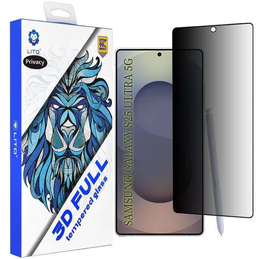 Privacy Screen Protector Lito voor Samsung Galaxy S25 Ultra S938, Gehard Glas, Full Glue, 3D