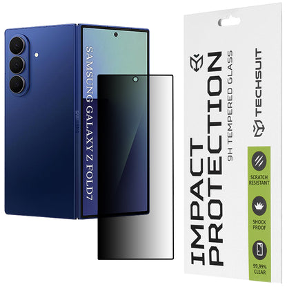 Film de protection écran extérieur Privacy Techsuit pour Samsung Galaxy Z Fold7 F966, Verre trempé, Collage complet, 111D