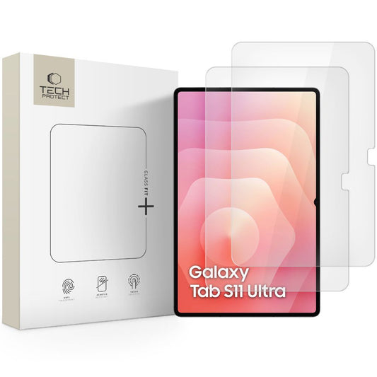 Tech-Protect FIT+ schermbeschermfolie voor Samsung Galaxy Tab S11 Ultra / Tab S10 Ultra, Gehard Glas, Volledige Lijm, Set van 2 stuks, 2.5D