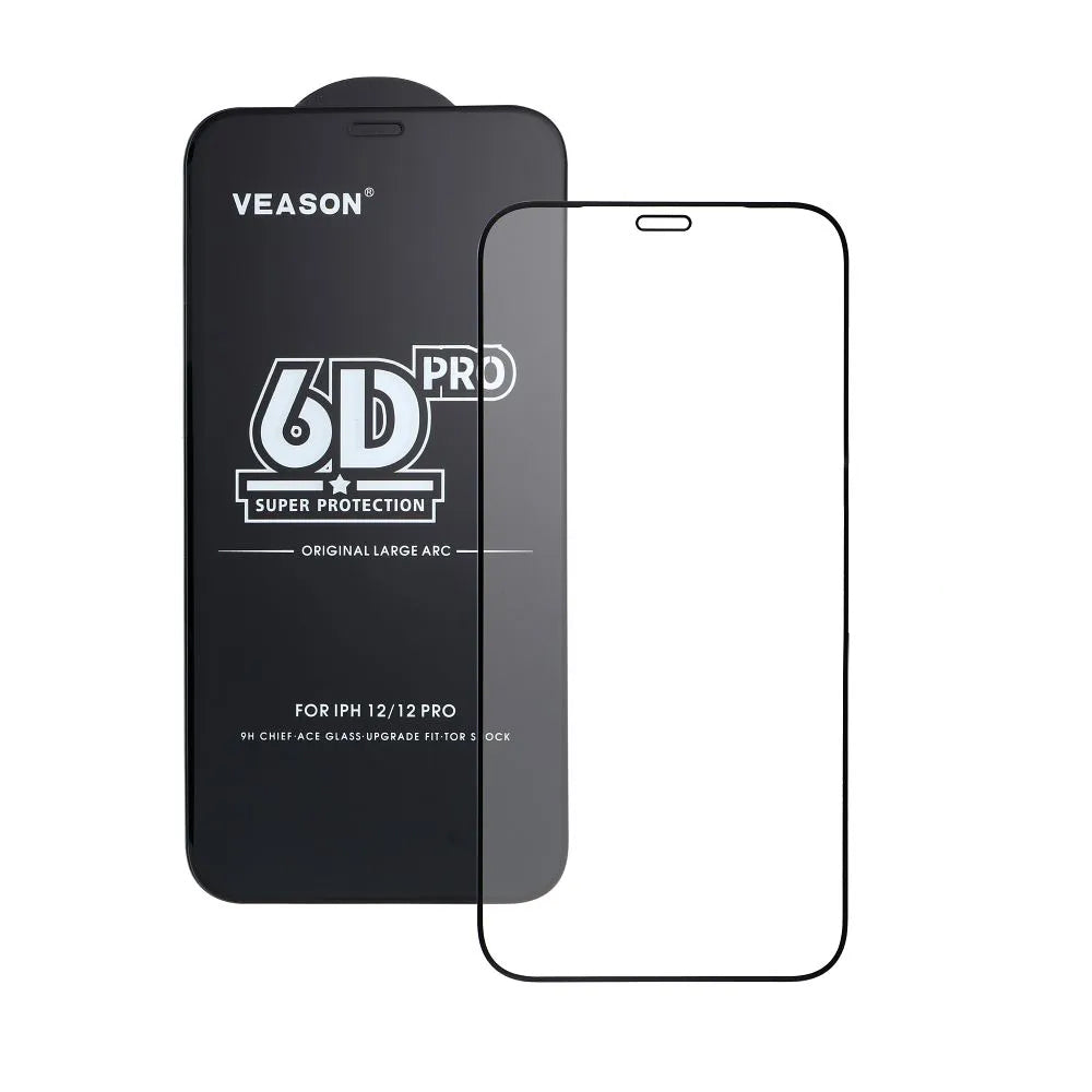 Veason PRO schermbeschermfolie voor Apple iPhone 17 Air, gehard glas, volledige lijm, 6D, zwart