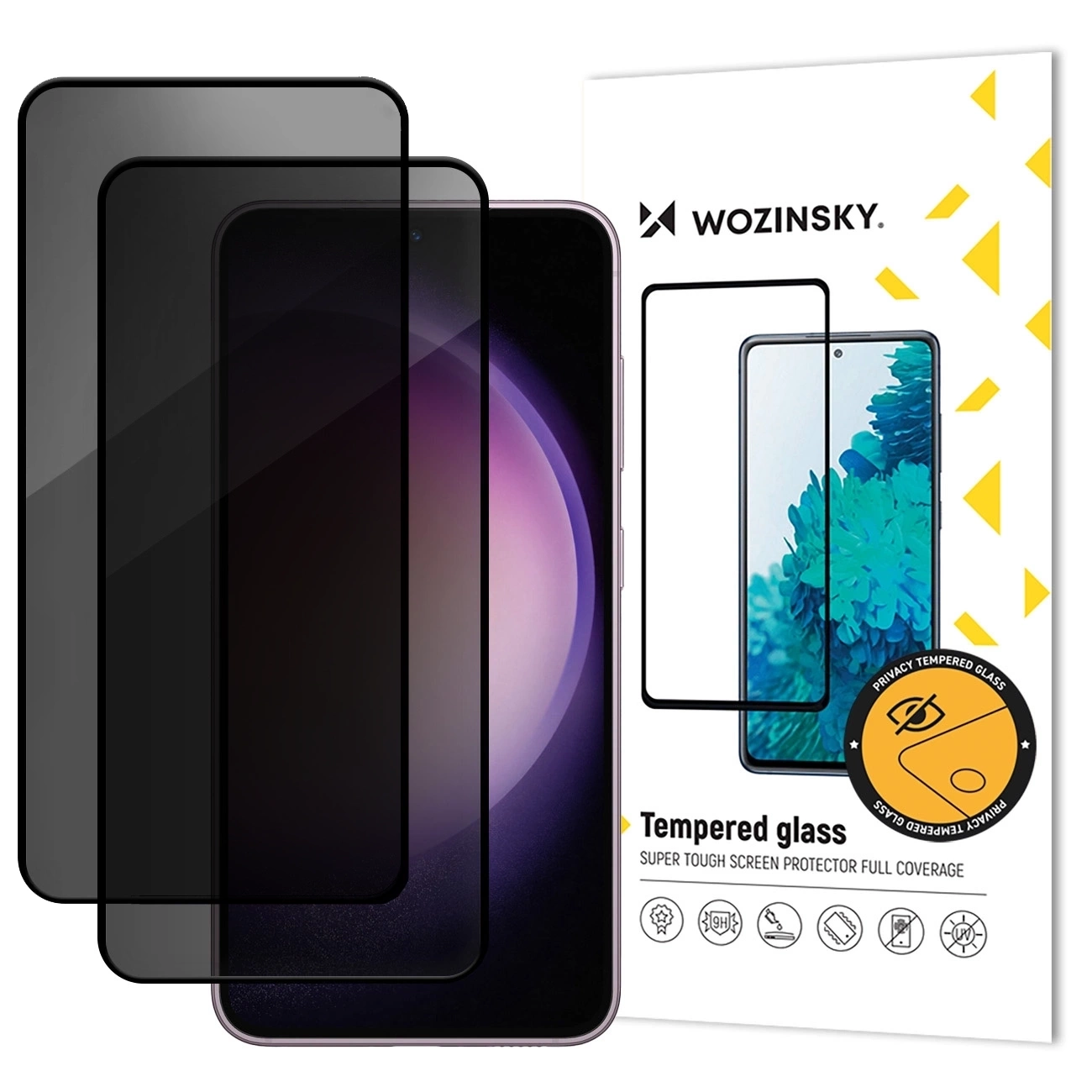 Film de protection d'écran Privacy WZK AntiSpy pour Samsung Galaxy S25 FE, Verre trempé, Collage intégral, Lot de 2 pièces