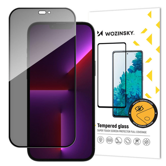 Privacy Screen Protector WZK AntiSpy voor Apple iPhone 15 Pro, Gehard Glas, Volledige Lijm