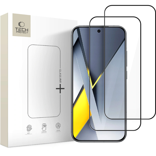 Tech-Protect FIT+ schermbeschermfolie voor Xiaomi Poco F8 Ultra, gehard glas, volledige lijm, set van 2 stuks, 2.5D, zwart