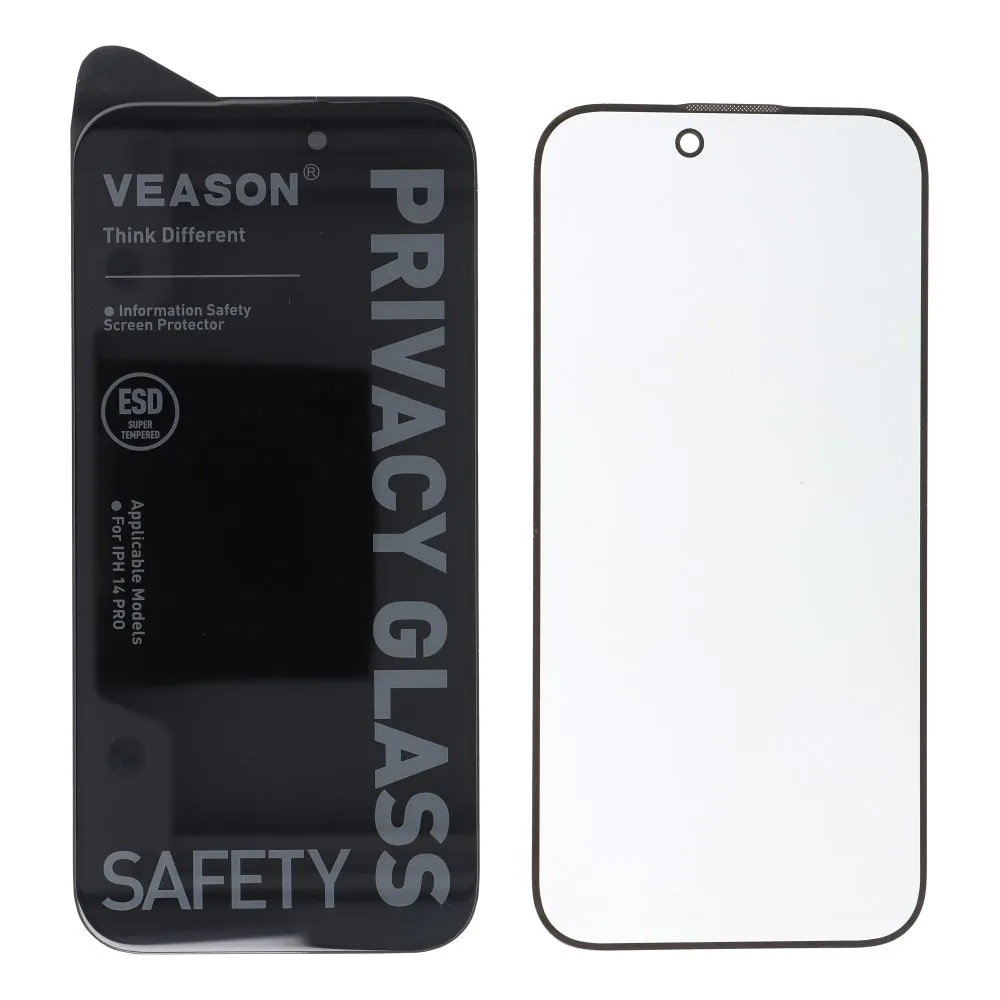 Privacy Screen Protector Veason voor Apple iPhone 17e / 16e / 14 / 13 Pro, Gehard Glas, Volledige Lijm, 6D