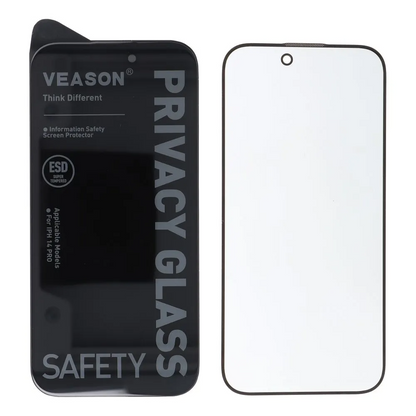 Privacy-Schutzfolie Veason für Apple iPhone 14 / 13 Pro, gehärtetes Glas, Full Glue, 6D
