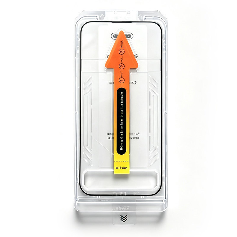 OEM Dust Free Easy Fit Displayschutzfolie für Apple iPhone 16 / 15 / 14 Pro, gehärtetes Glas, Full Glue, Schwarz