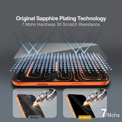 Tel Protect 10X HD DLC Diamond Coating Screen Protector for Apple iPhone 17 / 16 Pro, Tempered Glass, Full Glue, Black