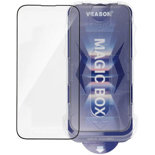 Veason Screen Protector for Apple iPhone 14 Plus / 13 Pro Max, Glass Protected, Full Glue, 6D, Black