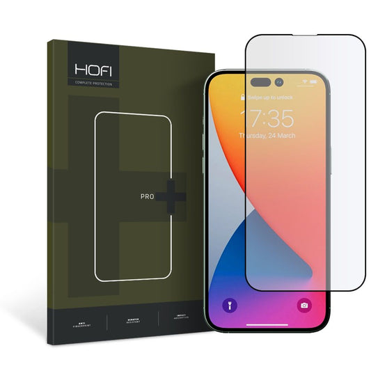 HOFI PRO+ schermbeschermer voor Apple iPhone 14 Pro, gehard glas, full glue, zwart