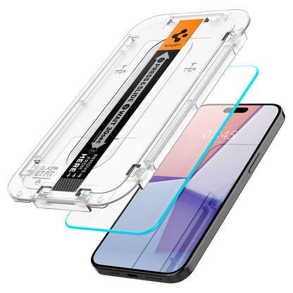 Film de protection d'écran Spigen GlastR EZ FIT pour Apple iPhone 15 Pro, Verre trempé, Full Glue, Lot de 2 pièces AGL06892